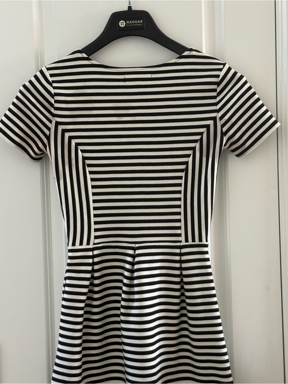 Madewell Womens Black & White Striped Fit & Flare Dress Short Sleeve Scoop Neck - Picture 8 of 8